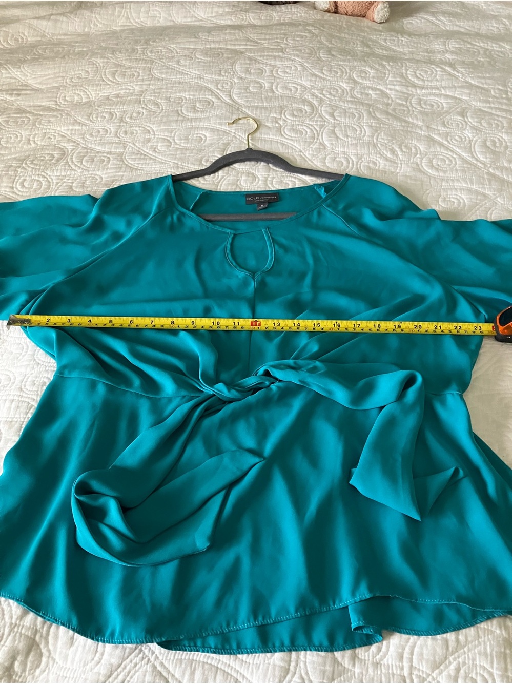 BOLD elements Teal Tie-Front Blouse - Picture 4 of 9